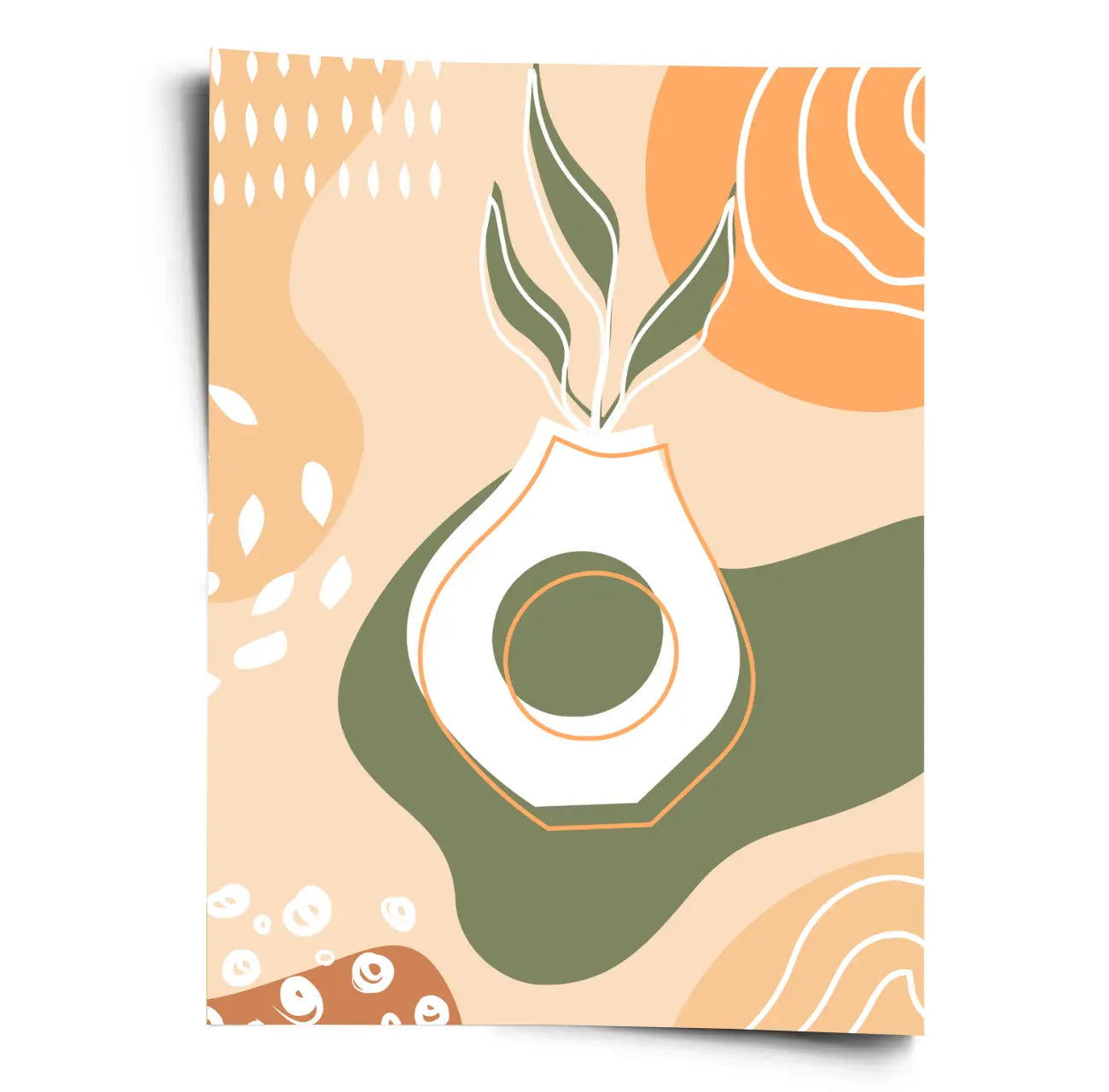 Boho Poster - Vase & Blätter in Oliv & Terrakotta WORLD OF POSTER