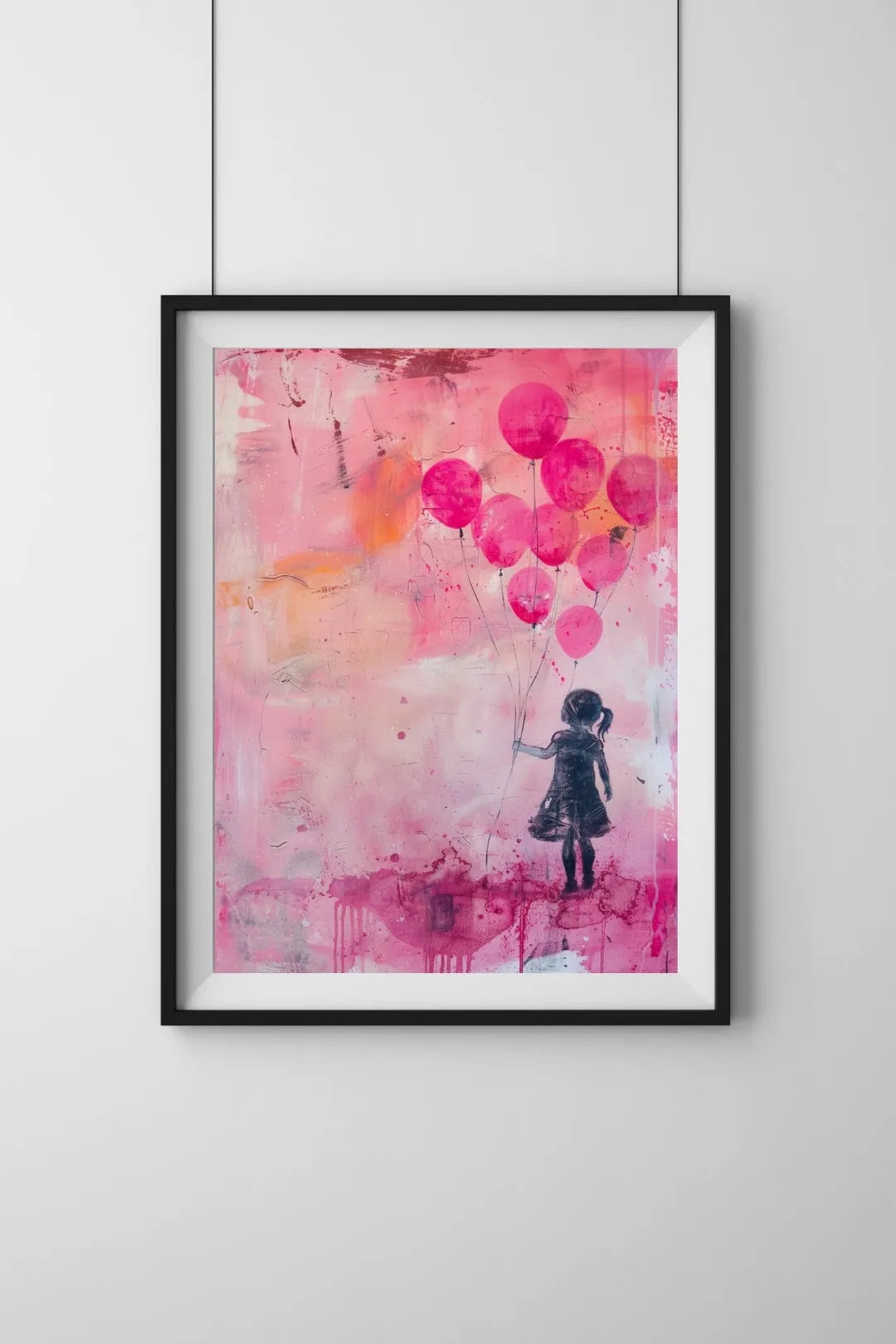 Poster Mädchen Luftballons