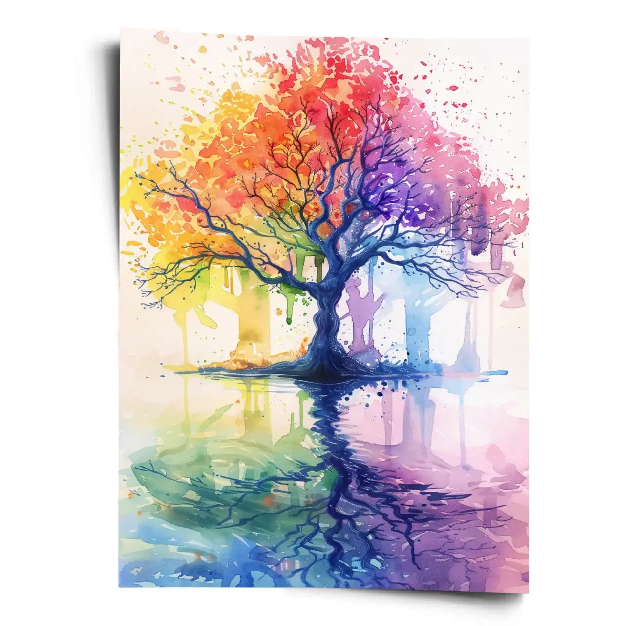Poster Baum in Farbenpracht Aquarell - WORLD OF POSTER