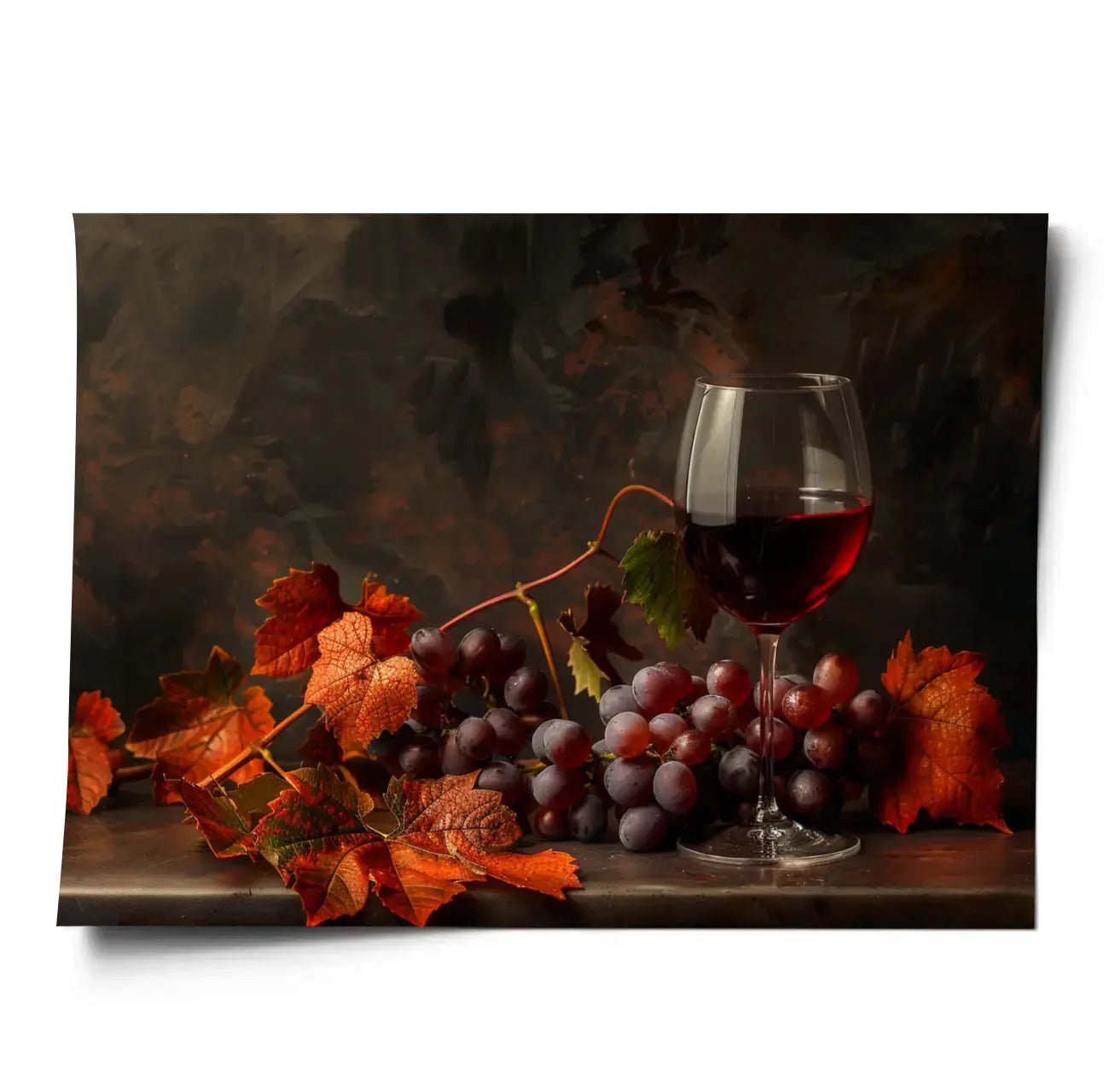 Poster Rotwein & Trauben Querformat - WORLD OF POSTER