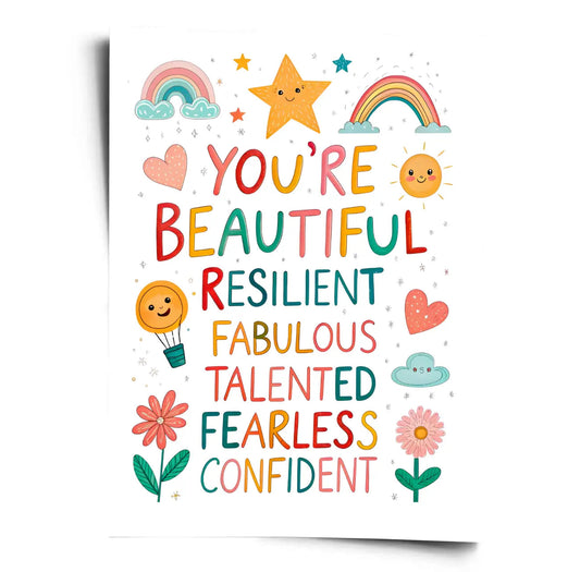 Poster You're Beautiful - Kinder Affirmationen WORLD OF POSTER