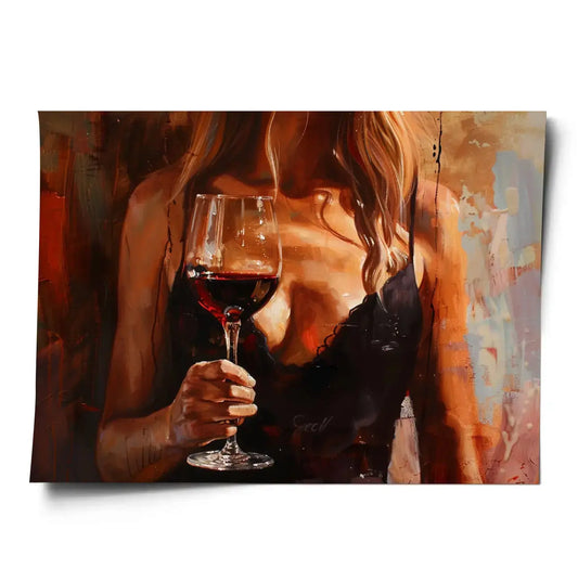 Poster_Frau_mit_Glas_Wein_Oelgemaelde_WORLDOFPOSTER