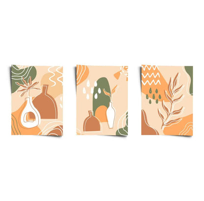 Boho Poster Set - 3er Bundle mit abstrakten Vasen & Blättern - WORLD OF POSTER