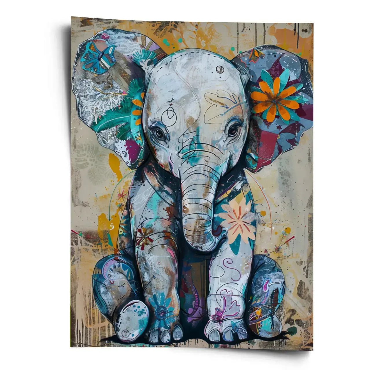 Poster kleiner Elefant Danny O'Connor Stil - WORLD OF POSTER