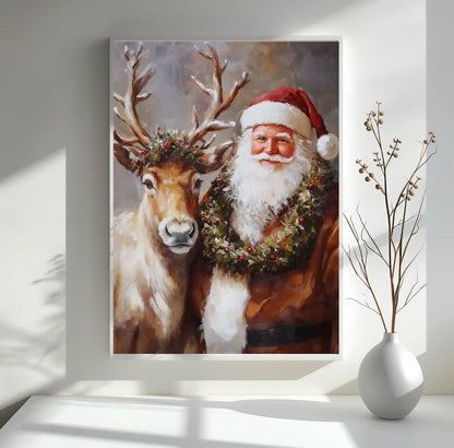 Wandbild Weihnachten - Santa & Rudolf