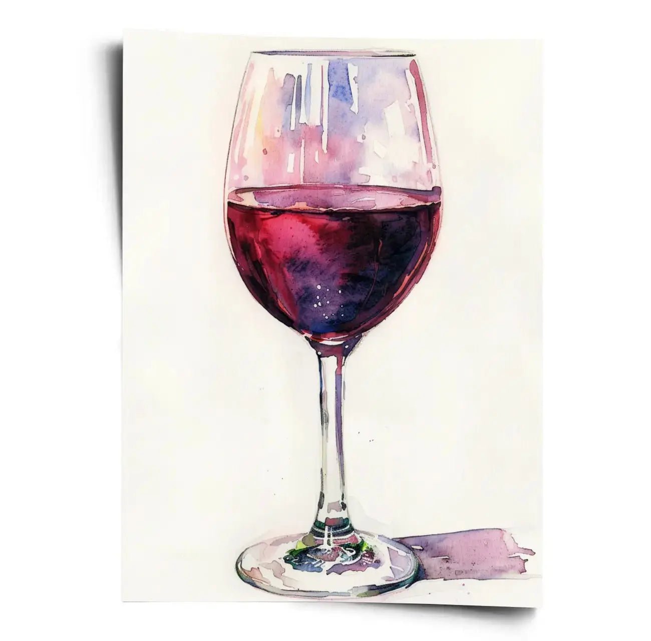 Poster Weinglas Rotwein Aquarell - WORLD OF POSTER