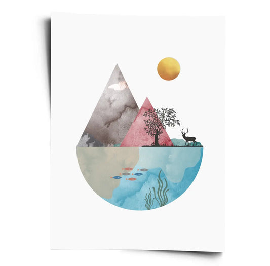 Skandinavisches Poster - Forest Fjord - WORLD OF POSTER